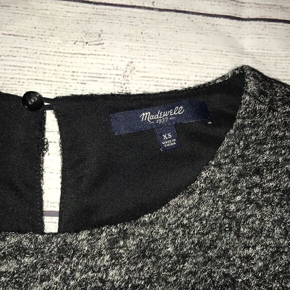 Madewell Mod Sheath Wool Dress Leather Trim - Picture 5 of 9